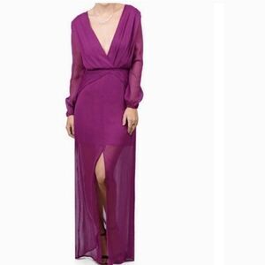 NWT TOBI Light Up the Room Plunging Maxi Sheer Dress S